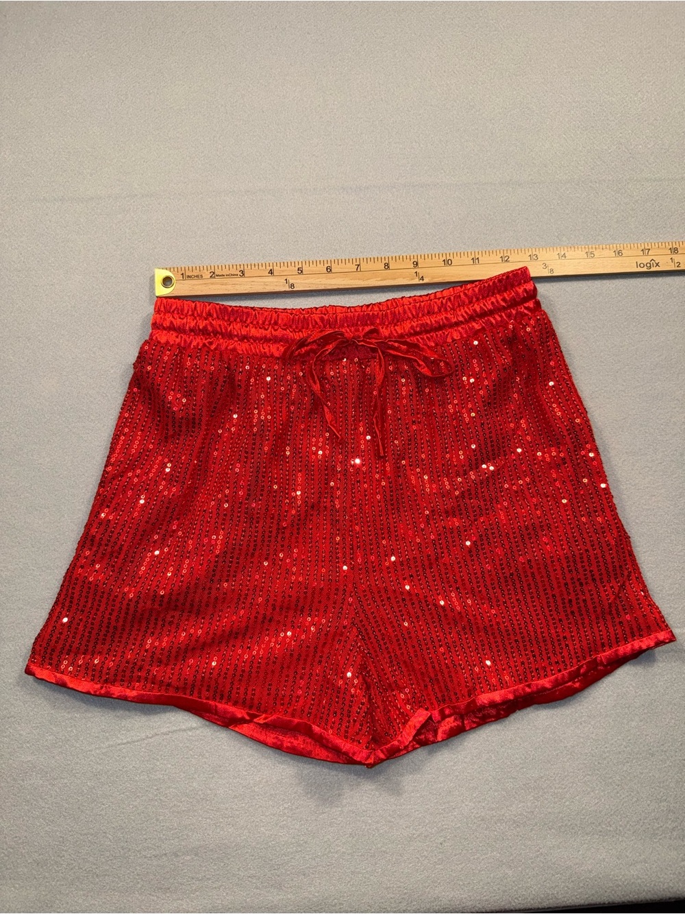 Small Red Sequin Sparkle Women's Shorts Costume Vegas Taylor Swift Going Out - Picture 6 of 8